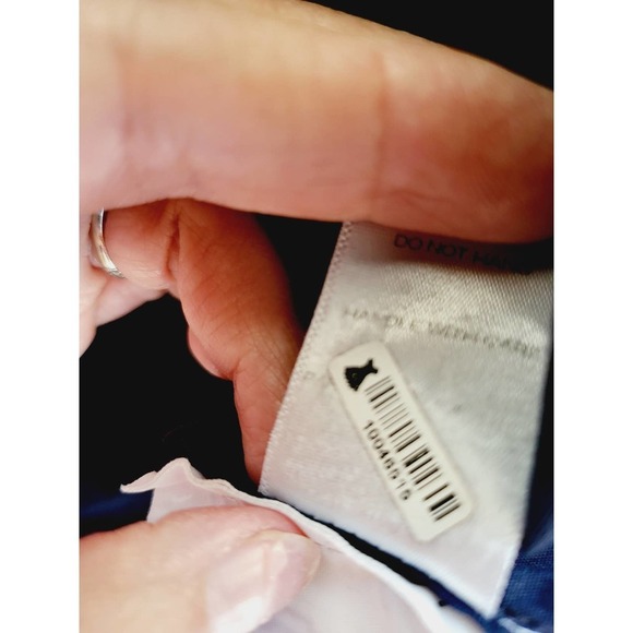 Pari Passu Mandarin Collar Button Up Shirt Fit B: "Curvier Body Type" Navy - Picture 3 of 8